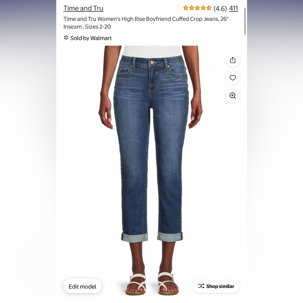 Time and Tru Denim Cuffed Boyfriend Jeans